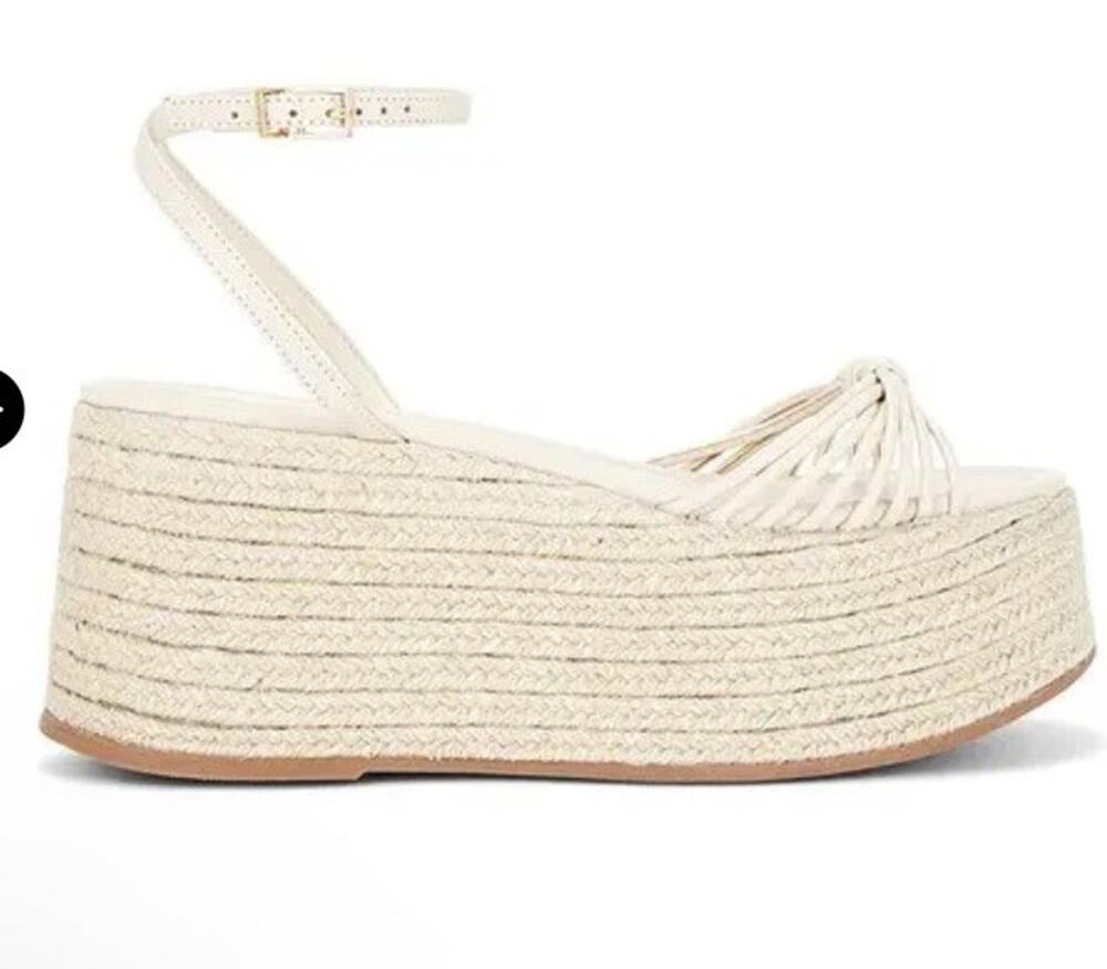 Schutz Livia Sandal Wedge in Off White Womens 9.5 NEW $245